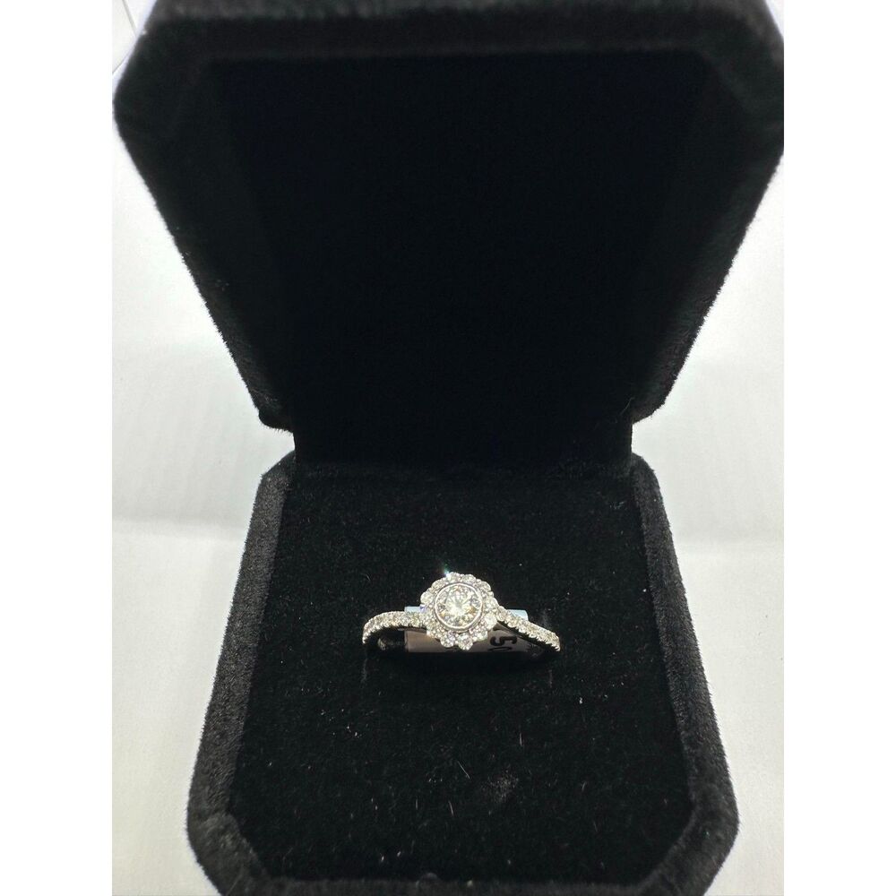 Elegant LG 1/2 Ct Diamond Engagement Ring | Sterling Silver Diamond Accent Ring